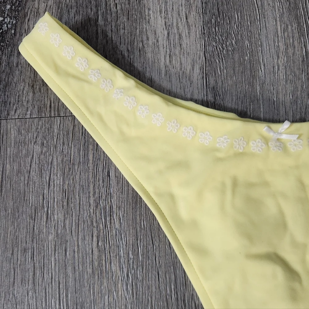 New!Pink x Frankies Bikini Popcorn Yellow Thong Rosemary Itsy Bikini Bottom‎